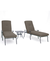 AGIO CHATEAU OUTDOOR ALUMINUM 3-PC. CHAISE SET (2 CHAISE LOUNGE & 1 END TABLE) WITH OUTDOOR CUSHIONS, CRE