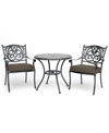 AGIO CHATEAU OUTDOOR ALUMINUM 3-PC. DINING SET (32" ROUND BISTRO TABLE & 2 DINING CHAIRS) WITH OUTDOOR CU