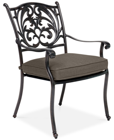 Agio Chateau Aluminum Outdoor Dining Chair With Outdoor Cushion, Created For Macy's In Outdura Storm Steel