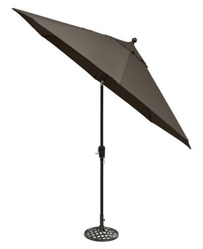Agio Chateau Outdoor 11' Push Button Tilt Umbrella With Base With Outdoor Fabric, Created For Macy's In Outdura Storm Steel