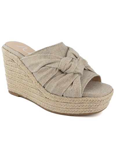 Sugar Harlem Womens Knot Front Canvas Espadrilles In Tan/beige