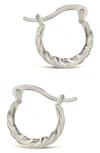 Sterling Forever Croissant Dome Hoop Earrings In Silver