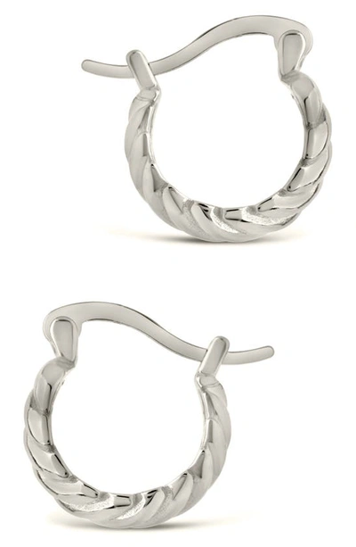Sterling Forever Croissant Dome Hoop Earrings In Silver