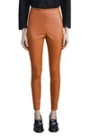 Lafayette 148 Greenwich High Waist Lambskin Leather Cigarette Pants In Copper