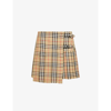 BURBERRY BURBERRY WOMEN'S ARCHIVE BEIGE IP CHK CHECKED HIGH-WAISTED WOOL MINI SKIRT,57502992