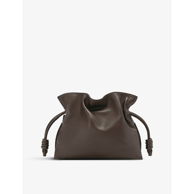 Loewe Flamenco Mini Leather Clutch Bag In Chocolate