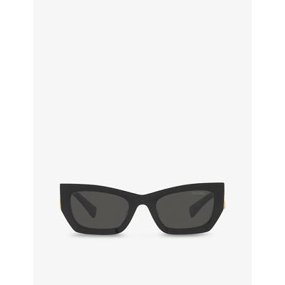 Miu Miu Mu 09ws Rectangle-frame Acetate Sunglasses In Black