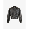 The Mannei Lea Elasticated-hem Relaxed-fit Leather Bomber Jacket In Black