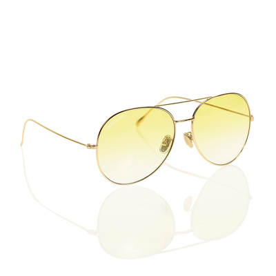 Carmen Sol Gold Aviator Sunglasses In Gradient Yellow