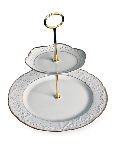 Anna Weatherley Polka 2-tier Server In White/gold