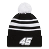 New Era Men's  Black, White Kurt Busch Knit Pom Cuff Beanie In Black
