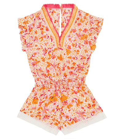 Poupette St Barth Kids' Sasha Floral Playsuit In Pink Monaco