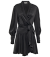 Zimmermann Ruffled Silk-satin Mini Wrap Dress In Black