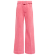 Frame Belted High-rise Wide-leg Jeans In Hot Pink