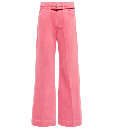 Frame Belted High-rise Wide-leg Jeans In Pink
