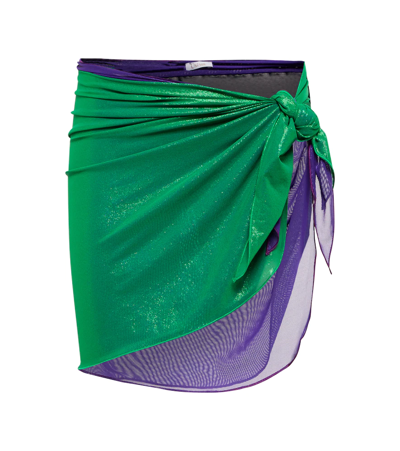 Oseree Green Layered Lamé Pareo - Women's - Elastane/polyamide In Purple
