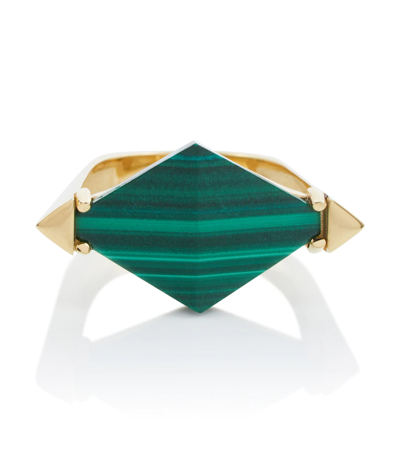 Aliita Deco Rombo 9kt Gold Ring With Malachite In Yellow Gold