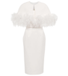 SAFIYAA BRIDAL FEATHER-TRIMMED CRÊPE MIDI DRESS