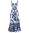 Dolce & Gabbana Calf-length Bustier Dress In Majolica-print Poplin In Blue