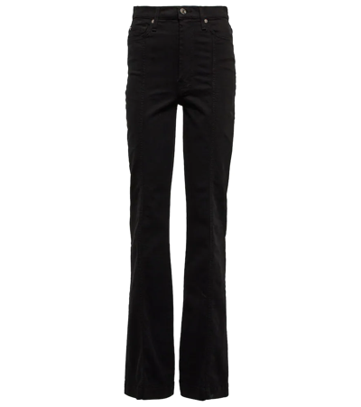 7 For All Mankind Dojo High-rise Flared Jeans In Black