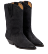 Isabel Marant Ankle Boots In Luxurious Calf Velvet Leather With Sleek Design And Quality Finish In Faded Black