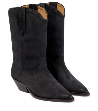 Isabel Marant Duerto Suede Cowboy Boots In Black