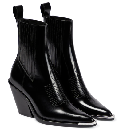 Paco Rabanne Leather Ankle Boots In Black