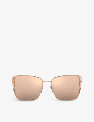 Bvlgari Bv6176 B.zero1 Square-frame Metal Sunglasses In Pink Gold-tone