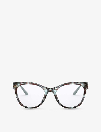 Prada Pr 05wv Round-frame Acetate Glasses In Blue / Brown