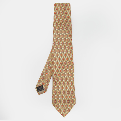 Pre-owned Ermenegildo Zegna Vintage Gold Jacquard Silk Tie