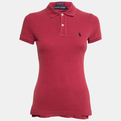 Pre-owned Ralph Lauren Red Cotton Pique Skinny Polo T-shirt S
