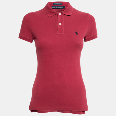 Pre-owned Polo Ralph Lauren Red Cotton Pique Skinny Polo T-shirt S