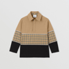 BURBERRY BURBERRY CHILDRENS LONG-SLEEVE CHECK PANEL COTTON POLO SHIRT