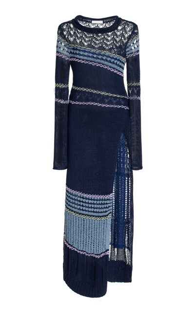 Jonathan Simkhai Ayda Mixed-texture Maxi Sweater Dress In Midnight Multi