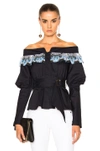 PETER PILOTTO COTTON LACE BELTED TOP IN BLUE.,TP20 PS17