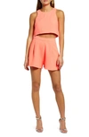 Black Halo Sanibel Crop Top & High Waist Shorts Set In Neon Coral