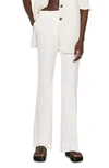 Frame Le High Flare Stretch Cotton Trouser Pants In Blanc