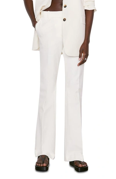 Frame Le High Flare Stretch Cotton Trouser Pants In Blanc