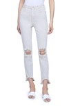 L Agence High Line Ripped Slim Pants In Biscuit Destruct