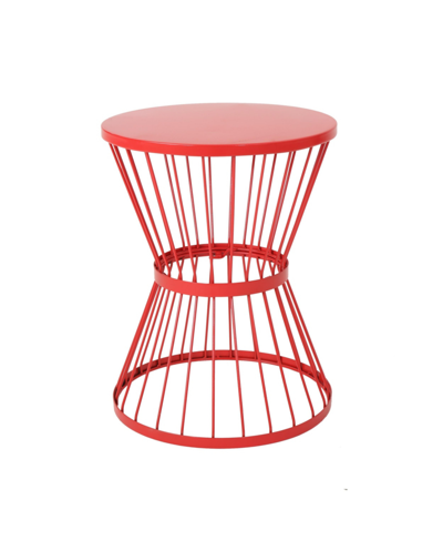 Noble House Lassen Outdoor Side Table In Matte Red