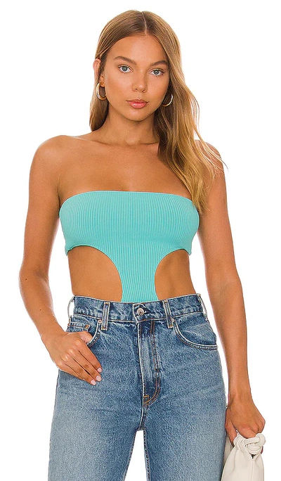 Superdown Darcey Cut Out Bodysuit In Teal