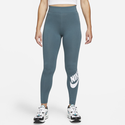 Nike Sportswear Essential Women's High-waisted Logo Leggings In Blue