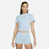 Nike Women's Dri-fit One Luxe Twist Cropped Short-sleeve Top In Blue