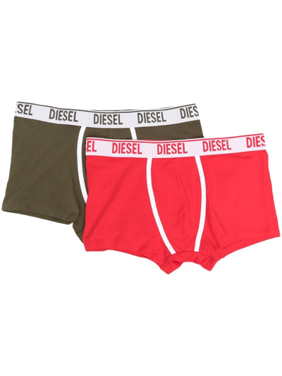 Diesel Logo-waistband Boxer Briefs In Red