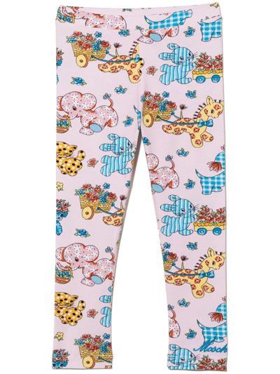 Moschino Babies' Graphic-print Leggings In Pink