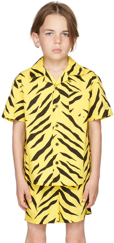 Boysmans Kids Yellow Zebra Short Sleeve Shirt In Zebra Yellow