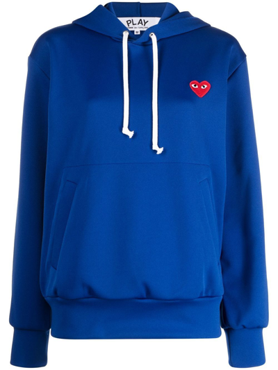 Comme Des Garçons Embroidered Logo-patch Detail Hoodie In Blue