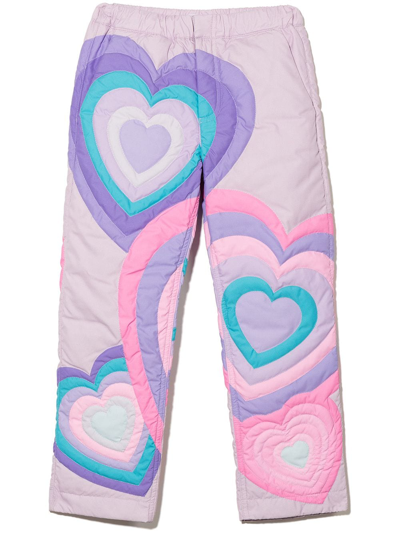 Erl Kids' Heart-pattern Trousers In Purple