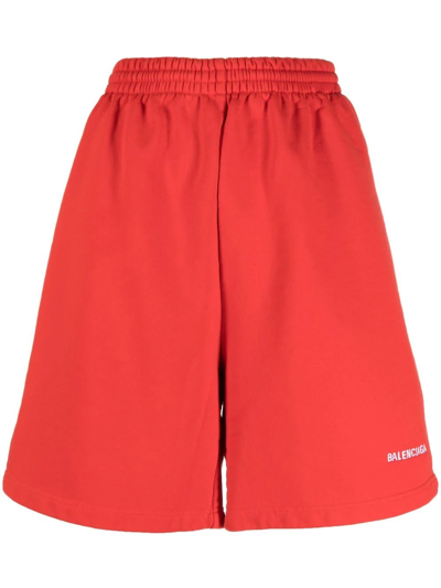 Balenciaga Cotton Sweat Shorts In Red