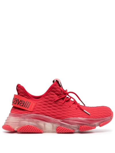 Roberto Cavalli Rc Monogram Quilted Trainers In Red